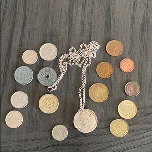 Silver Coin Pendant Necklace & Coin Lot!!